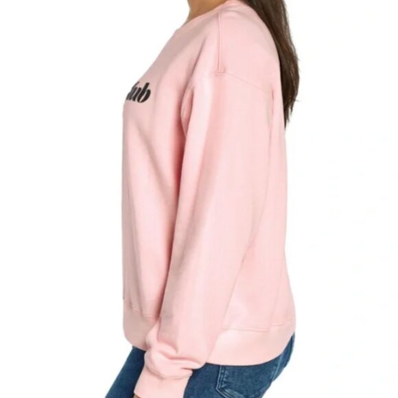 Wildfox XL “Brunch Club” Pink Oversized Crew Graphic Bubble Print Sweatshirt - Picture 2 of 4